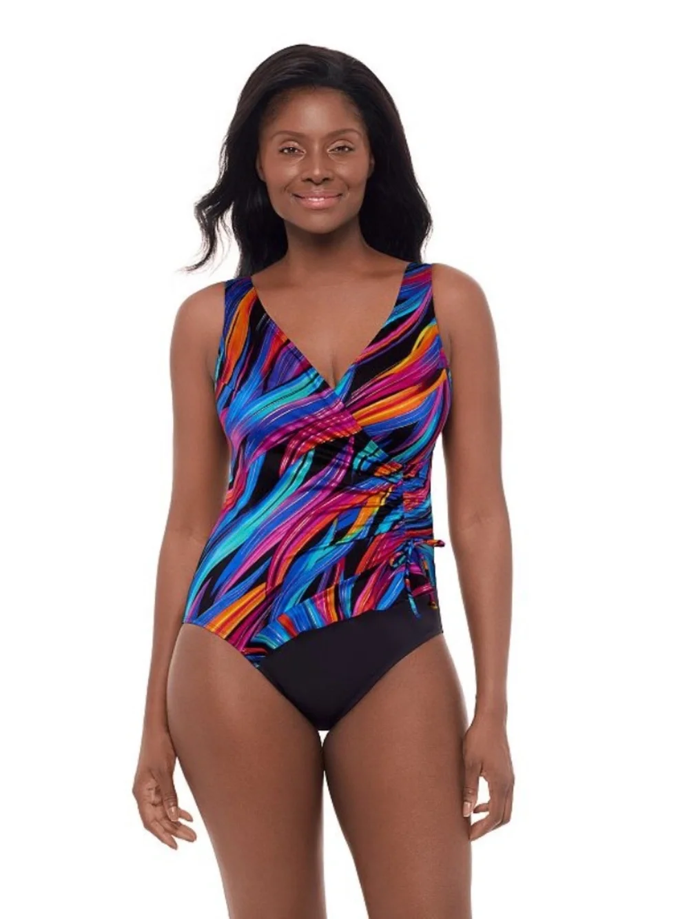 NWT Women's Great Lengths Entangled Ruffle Surplice One Piece Swimsuit - 14 I69
